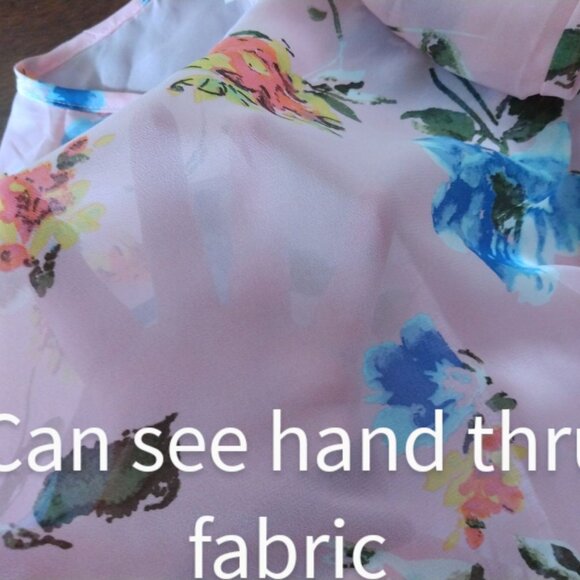 🩷🩷 FEMININE PINK FLORAL SHEER PEPLUM LONG SLEEVE BLOUSE SIZE MEDIUM - Picture 8 of 8